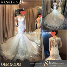 China-Fabrik Soem-Hochzeitskleid mit blauen Schärpe weiße Samthochzeitskleider